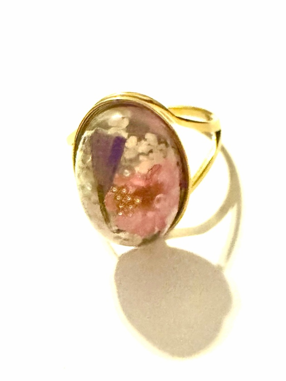 Pressed Flower Gold Plated Size 10 Ring